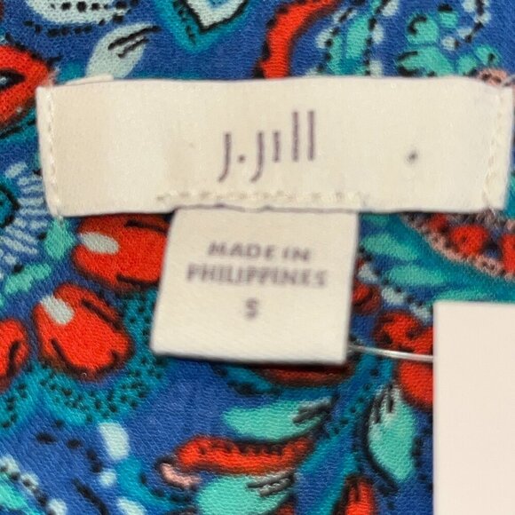J. JILL COASTAL RUFFLES Midi Dress Royal Blue Paisley Print - New with Tags - S - Picture 13 of 16
